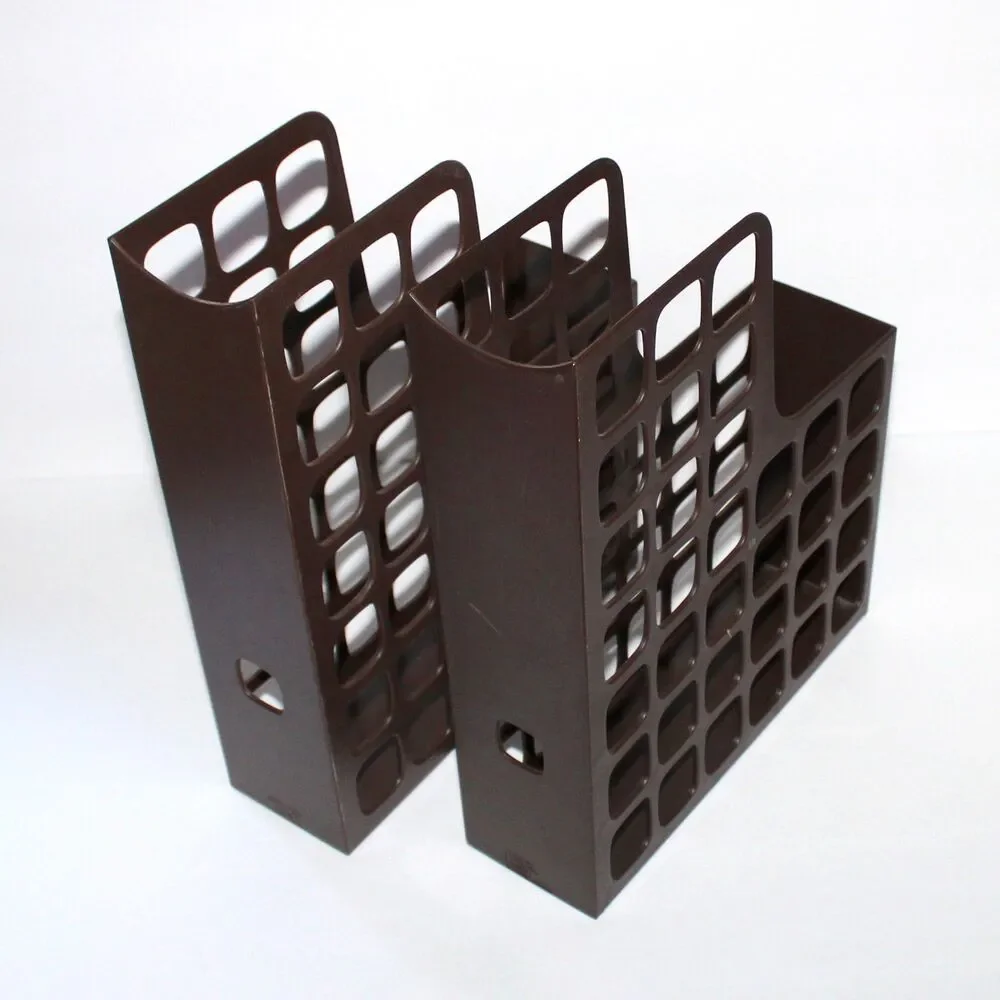2 Magazine File Holder Boxer Esselte Oxford DecoFile brown vintage office